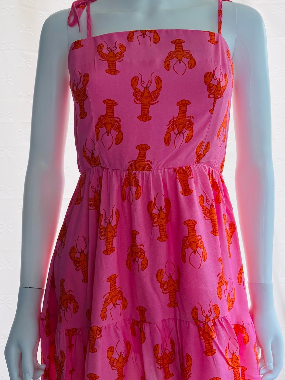 Katydid Pink Sundress with Orange Lobster Print